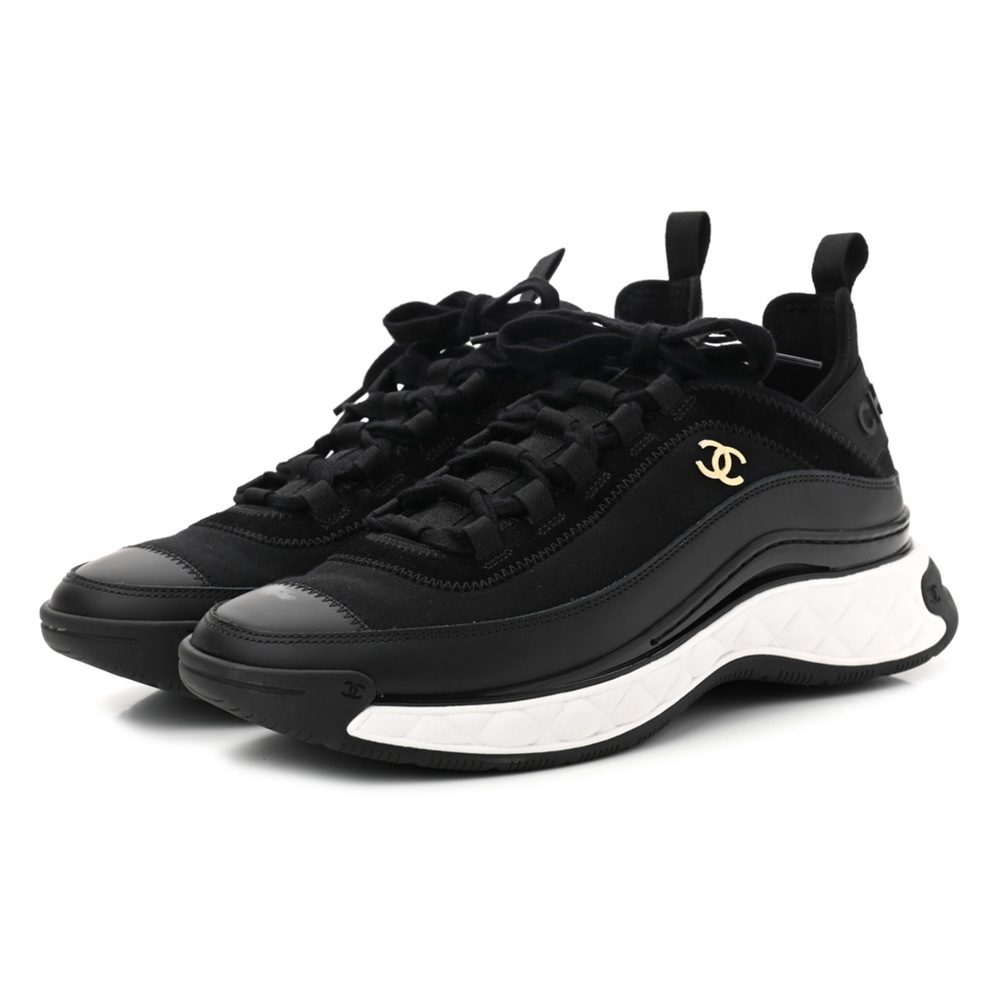 BNIB NWT AUTHENTIC CHANEL SUEDE VELVET Calfskin CC TRAINERS SNEAKERS Size 41 1/2 - Picture 5 of 17